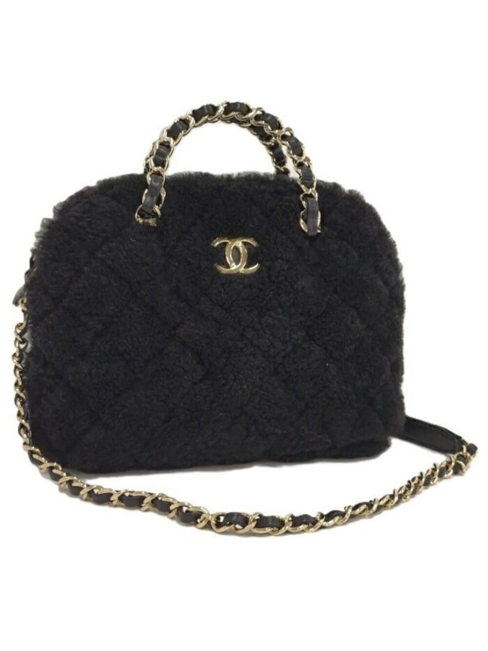 Chanel 2-Way Bag Coco Mouton Black